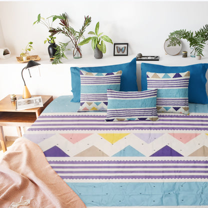 Light Blue and White Design Colour Bedsheets Set