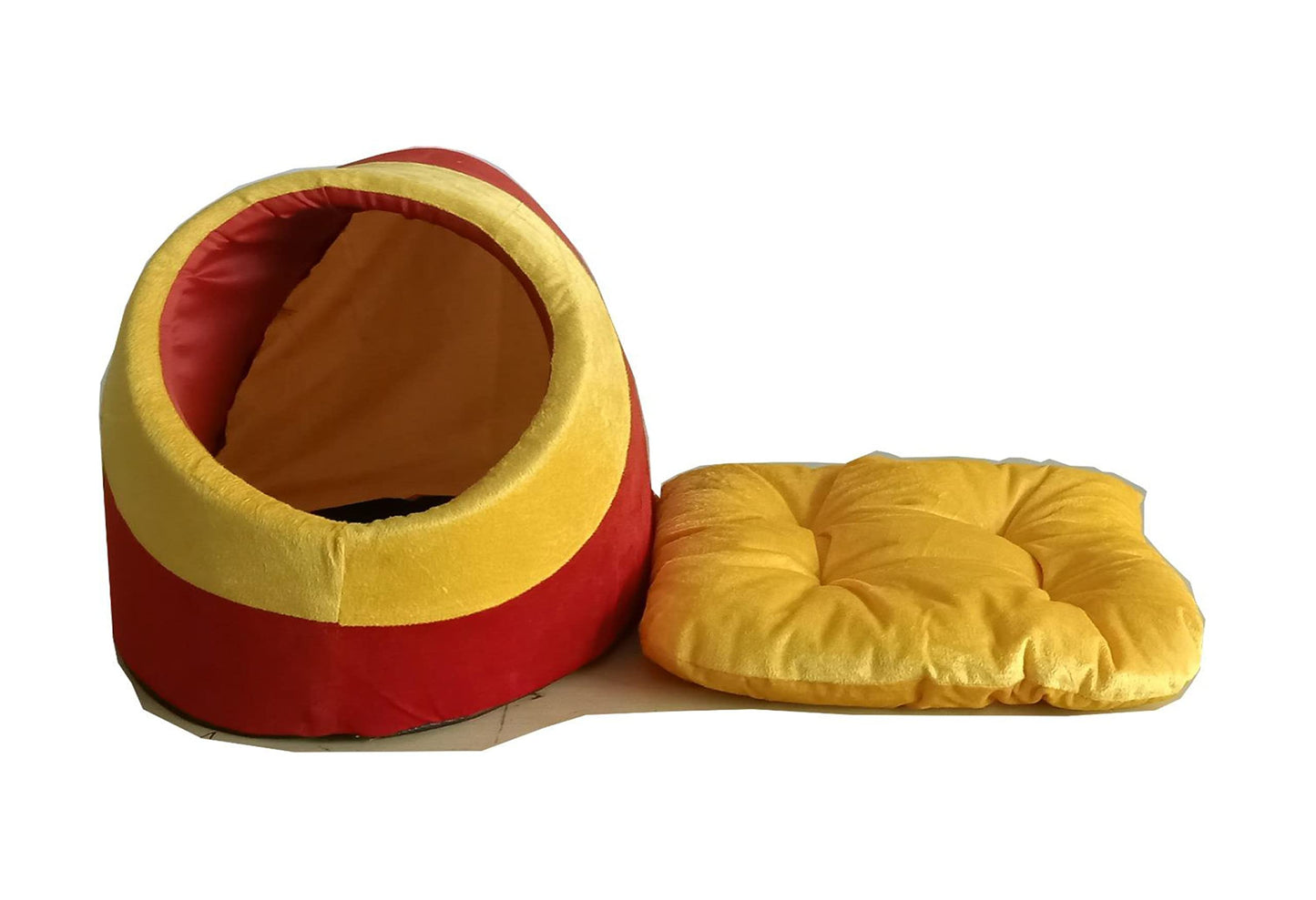 Igloo Pet Bed | Red and Yellow