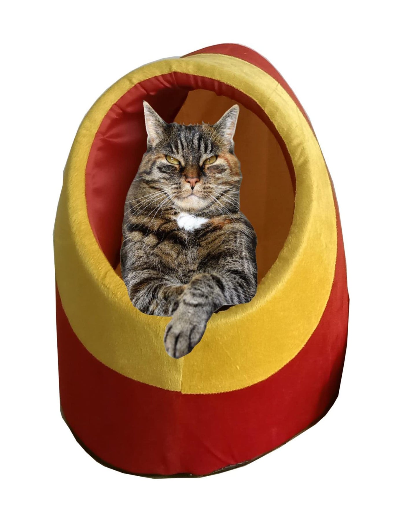 Igloo Pet Bed | Red and Yellow