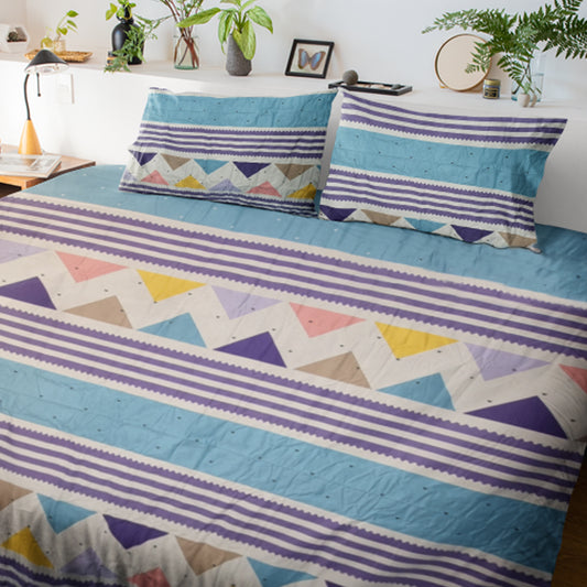 Light Blue and White Design Colour Bedsheets Set