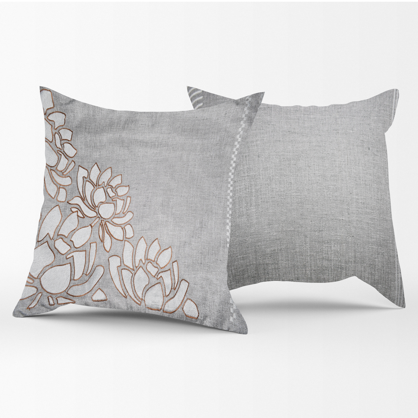 Grey Flower Pattern Pillow Cover